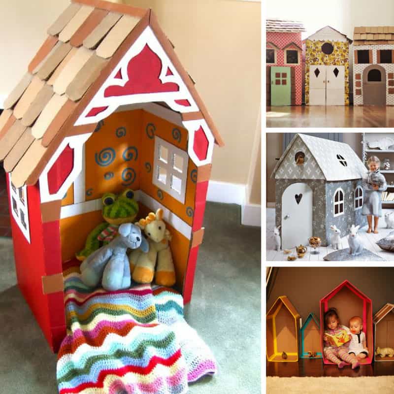 Loving these DIY cardboard playhouses!