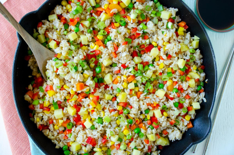 A colorful medley of fresh vegetables, bursting with flavor and ideal for pairing with rice or noodles.