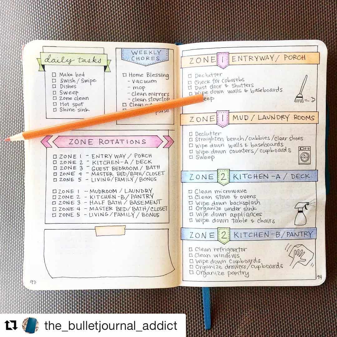Bullet Journal Cleaning Schedules {to turn you into a domestic goddess!}
