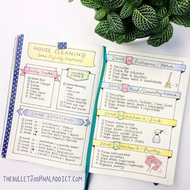 25 Bullet Journal Cleaning Schedule Spreads {to turn you into a