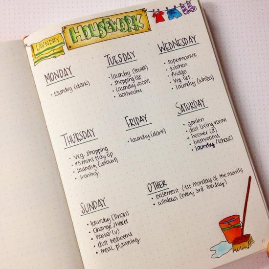 25 Bullet Journal Cleaning Schedule Spreads {to turn you into a ...