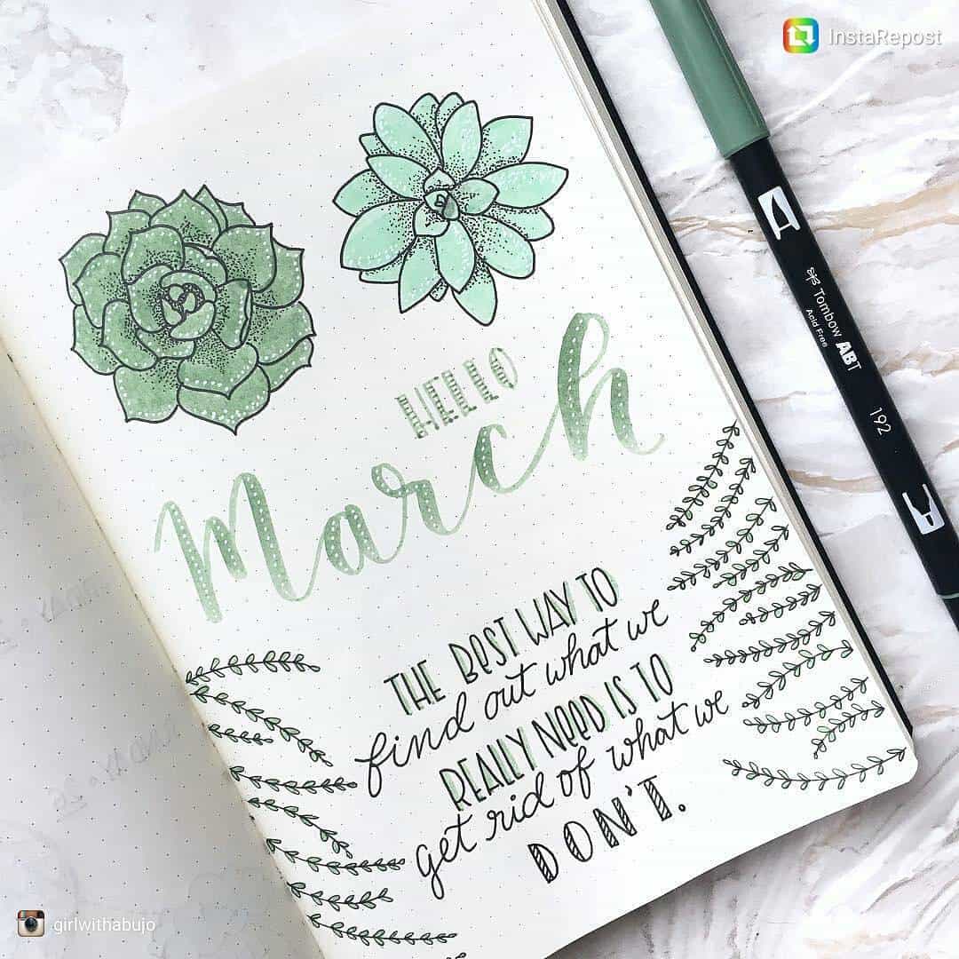 March Cover Page ideas for Bullet Journals