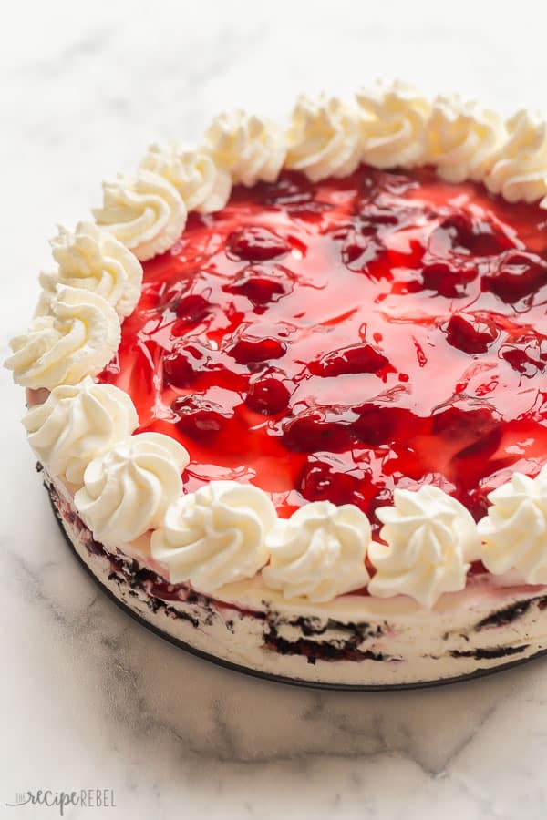 Craving something chocolatey and cherry-filled? This 3-Ingredient No-Bake Black Forest Icebox Cake is your answer! It’s a quick and easy dessert that layers chocolate wafer cookies, whipped cream, and cherry pie filling for a decadent treat that’s perfect for summer.