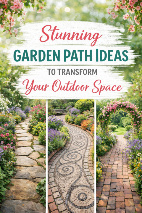 Garden path ideas to suit every style and budget, from painted stepping stones and pebble mosaics to leaf-stamped concrete and reclaimed brick. Whether you want something whimsical and handmade or clean and contemporary, there's an idea here you can actually recreate. Includes videos and step-by-step inspiration for DIY garden paths that look like they cost far more than they did. #GardenPathIdeas #BackyardIdeas #SteppingStones #GardenDIY