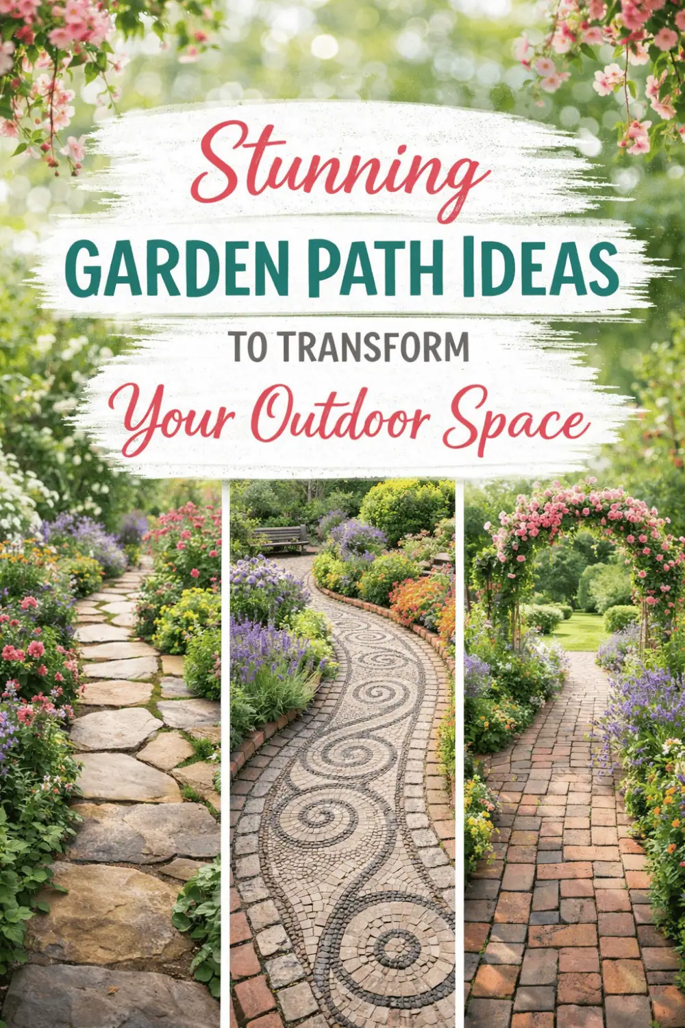 Garden path ideas to suit every style and budget, from painted stepping stones and pebble mosaics to leaf-stamped concrete and reclaimed brick. Whether you want something whimsical and handmade or clean and contemporary, there's an idea here you can actually recreate. Includes videos and step-by-step inspiration for DIY garden paths that look like they cost far more than they did. #GardenPathIdeas #BackyardIdeas #SteppingStones #GardenDIY