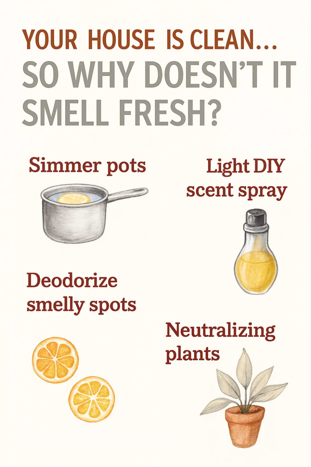 Your house looks clean but doesn’t smell quite right? These simple, low-effort ideas help keep your home smelling fresh and inviting once the cleaning is done.#FreshHome #CleaningHacks #CleanHouse #HomeTips