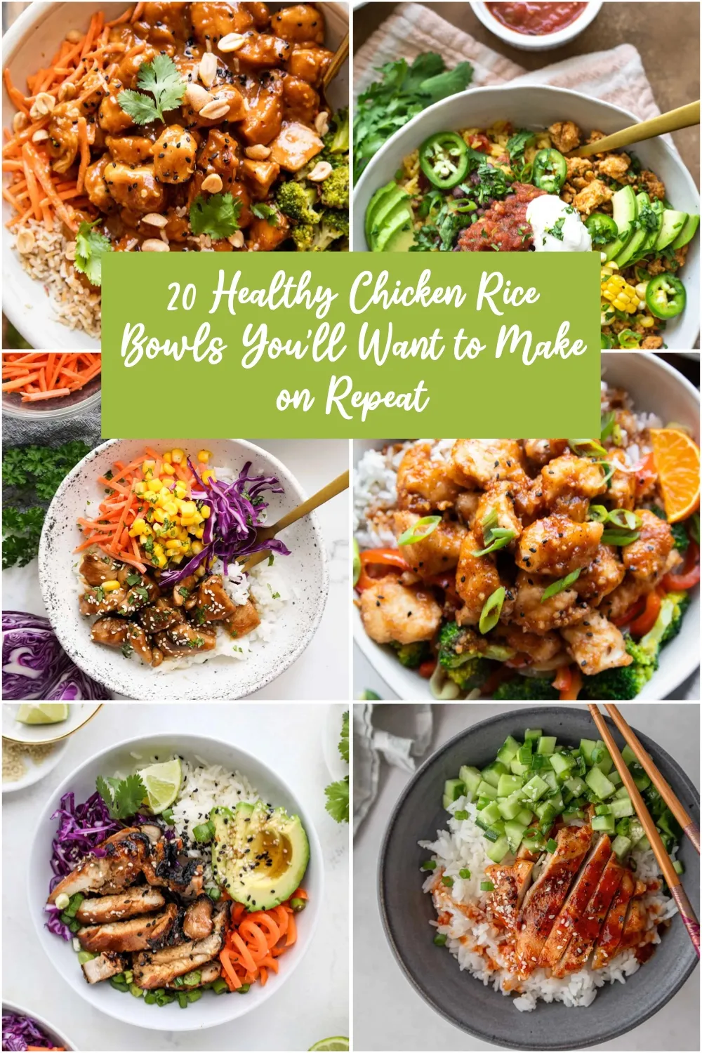 These chicken rice bowl ideas are packed with flavor, protein, and colorful toppings. Great for healthy dinners and make-ahead lunches all week long.