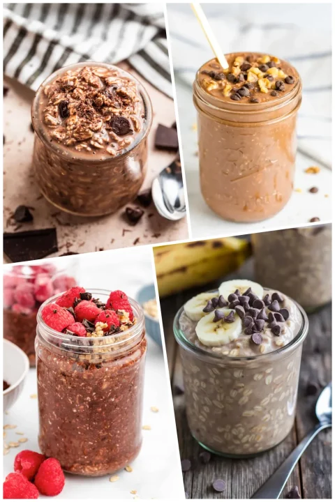 These chocolate overnight oats are creamy, easy, and perfect for busy mornings 🍫🥣 From brownie batter to banana and berry flavors. #OvernightOats #ChocolateBreakfast #MealPrep #EasyBreakfast