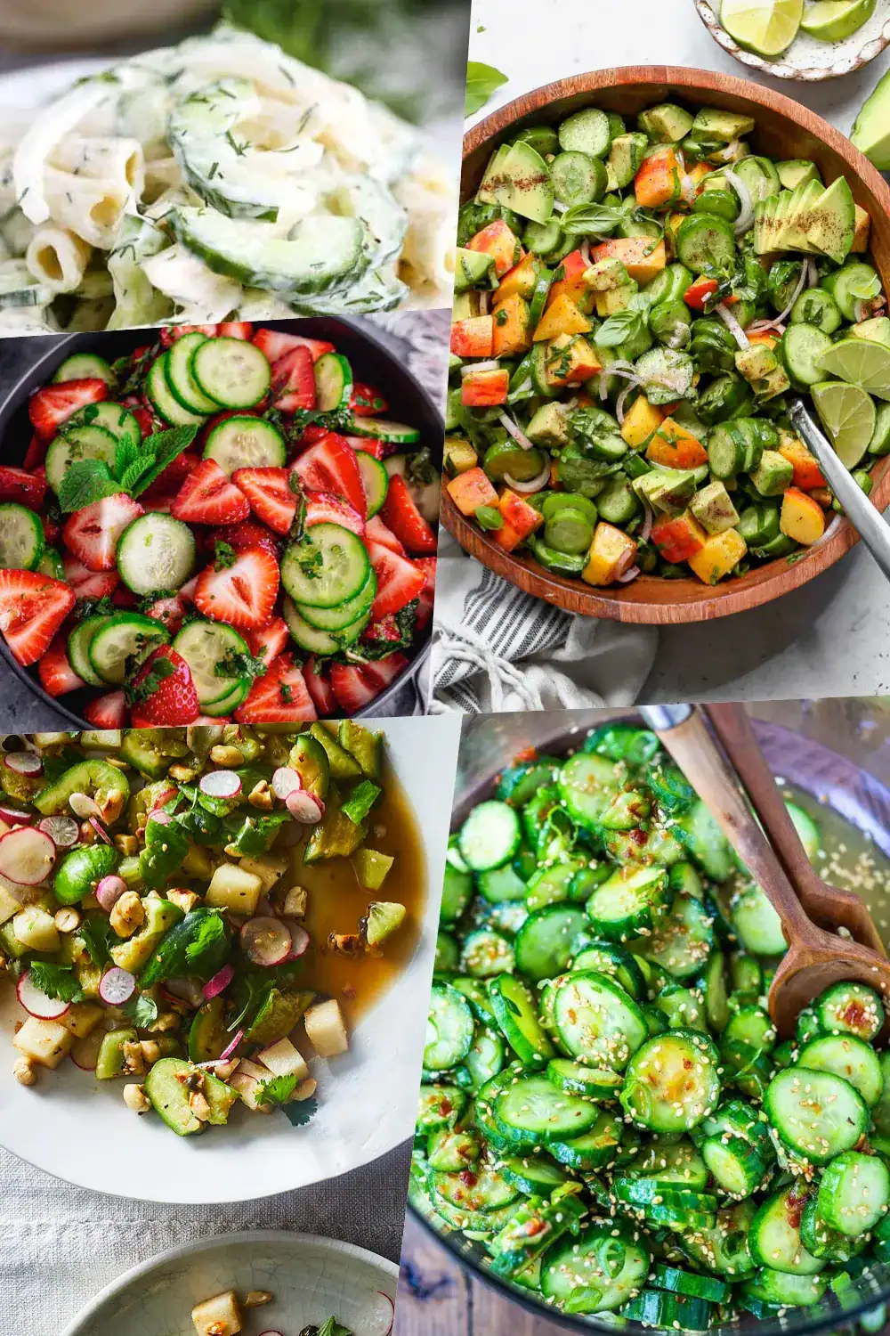 Looking for light and easy side dishes? These cucumber salad recipes are simple to make and full of fresh flavor. Perfect for barbecues and weeknight meals. #easyrecipes #summersalads #cucumbers