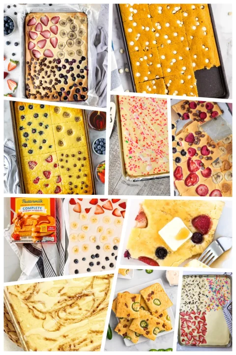 Sheet pan pancakes are the easiest way to make breakfast for a crowd 🥞 No flipping, less mess, and tons of topping ideas everyone will love. #SheetPanPancakes #EasyBreakfast #BreakfastIdeas #BrunchRecipes