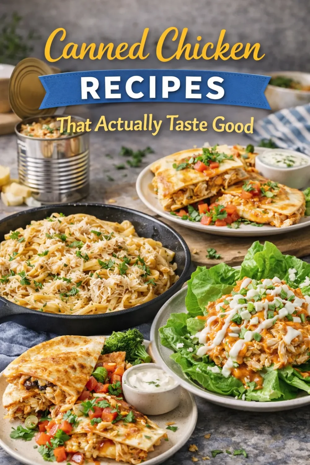 Canned chicken recipes don't have to be boring — these 14 ideas prove it. From quick soups and creamy pasta to easy casseroles, dips, and no-bake appetizers, there's something here for every night of the week. All made with pantry staples, minimal prep, and maximum flavor. Save this for the next time you need a fast, family-friendly dinner with what you've already got. #CannedChicken #EasyDinners #PantryMeals #QuickChickenRecipes