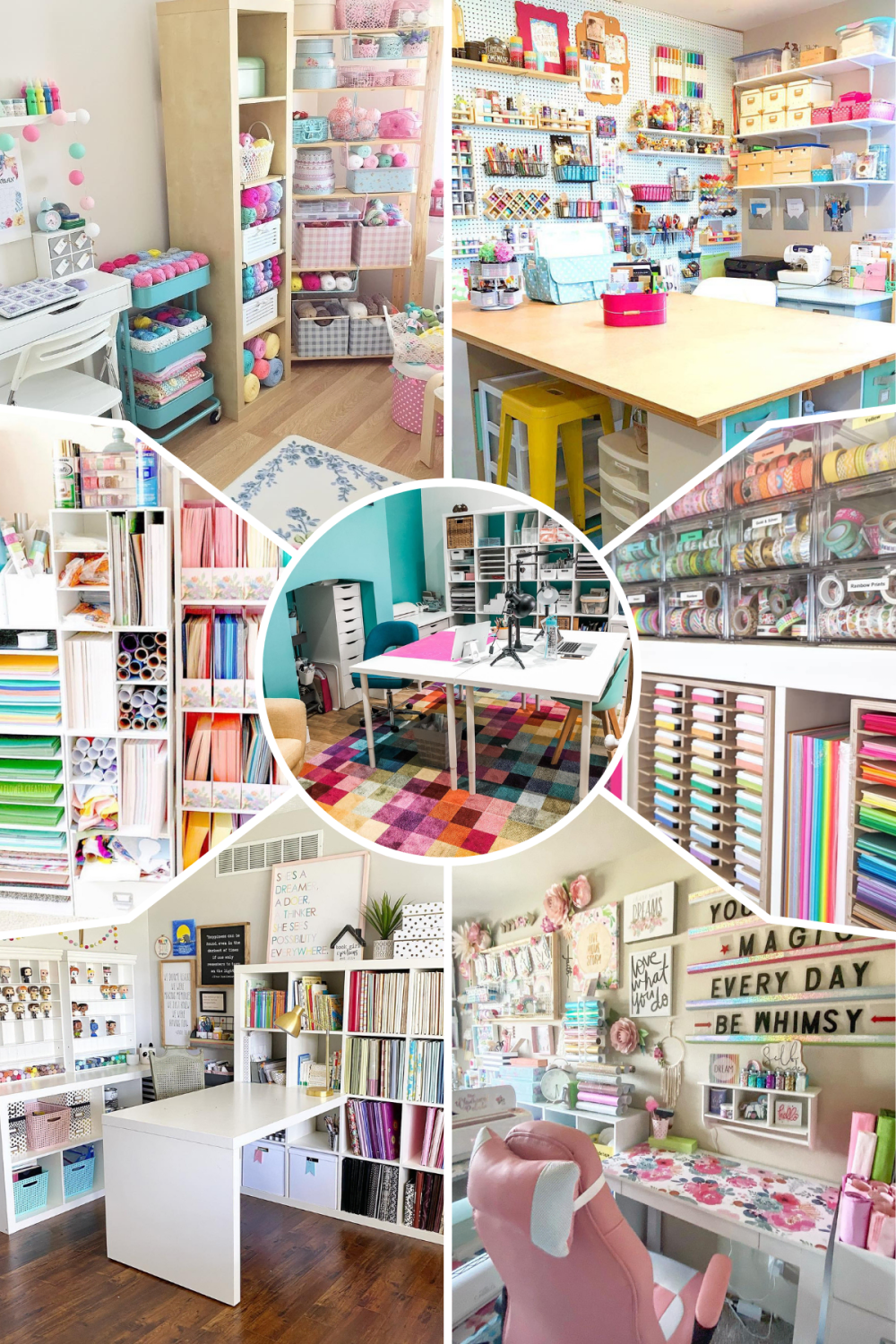 Craft room ideas from real creative spaces! This roundup features 20+ stunning rooms packed with storage inspiration, clever layouts, and decor touches for every style. From pastel sewing nooks to bold black feature walls, there is something here for every crafter. Plus a must-haves checklist and design tips to help you plan your own space. #CraftRoomIdeas #CraftRoomDecor #CraftRoomInspo #DIYOrganization