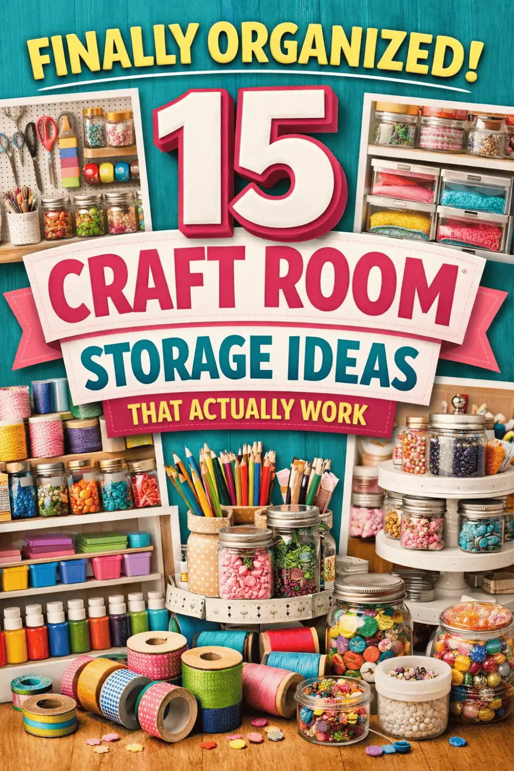 Is your craft room more chaos than creative sanctuary? These craft storage ideas will change that! Discover clever solutions including pegboards, lazy Susans, rolling carts, cube storage and wall-mounted spice racks for paint. Budget-friendly ideas for small spaces and full studios alike. 🎨✨ #CraftRoomStorage #CraftRoomIdeas #OrganizationHacks #DIYCraftRoom
