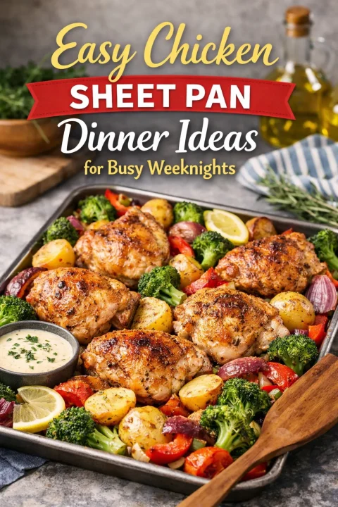 Looking for easy chicken sheet pan dinner ideas the whole family will love? These one-pan chicken recipes are ready in under 30 minutes with barely any washing up. From garlic butter chicken and asparagus to sweet chili chicken with bell peppers, there's a weeknight chicken dinner here for everyone. Sheet pan meals are the ultimate busy weeknight solution — minimal prep, maximum flavour, and just one pan to clean. Save this for your next easy chicken dinner night!
