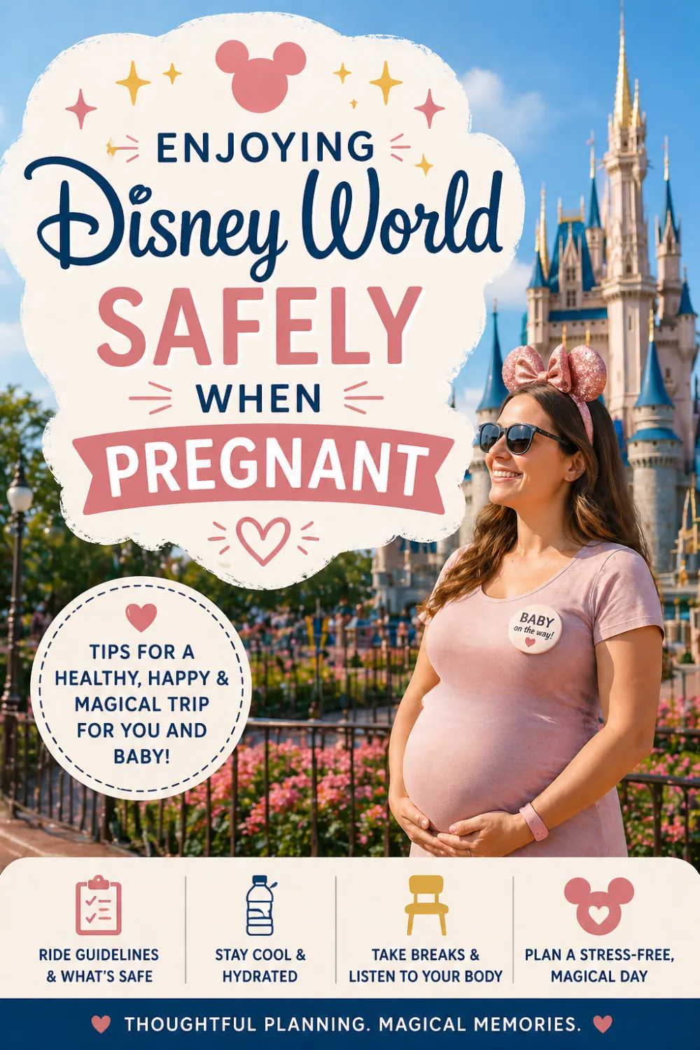Yes, there's a solid list of rides you can go on. But the castle is still the castle. The fireworks still happen. And somewhere in those parks there are rides and characters and moments that are going to mean something to a person who doesn't exist yet. Here's how to plan a Disney World trip while pregnant — and why it's absolutely worth going. #disneyworld #disneywhilepregnant #pregnanttravel #disneypregnancy #disneytrip