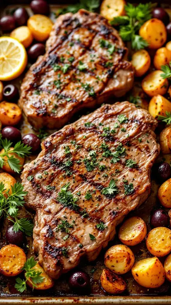This Greek Steak and Roasted Potatoes recipe is a hit for family dinners. Juicy steak pairs perfectly with golden potatoes, all seasoned with fresh herbs and a touch of lemon. It's a simple meal that brings everyone together around the table.