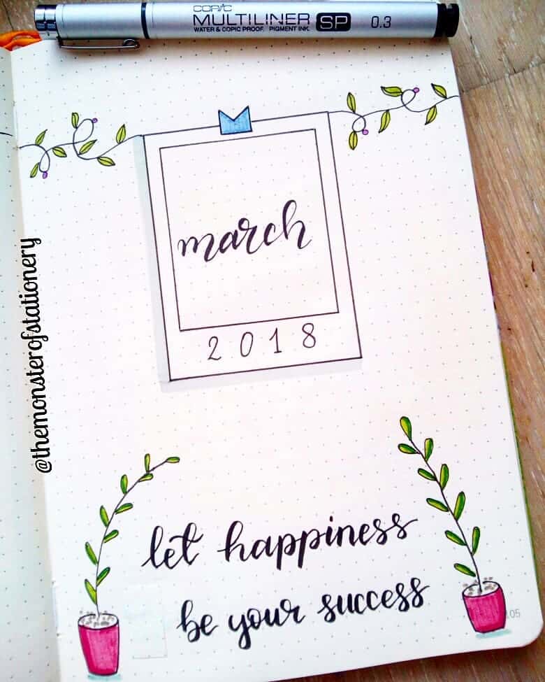 Bullet Journal March Cover Page Inspiration