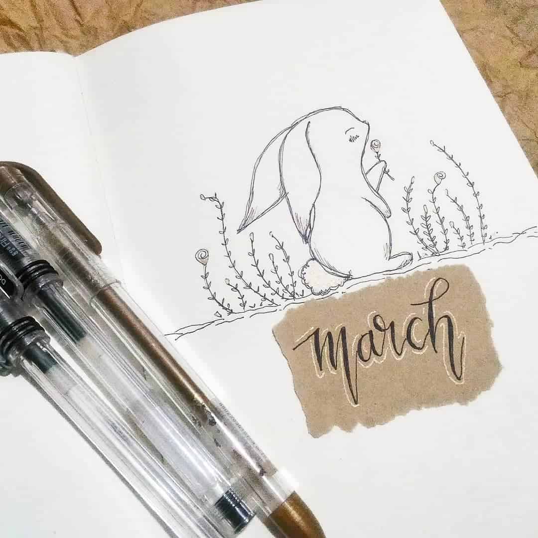 Bullet Journal March Cover Page Inspiration