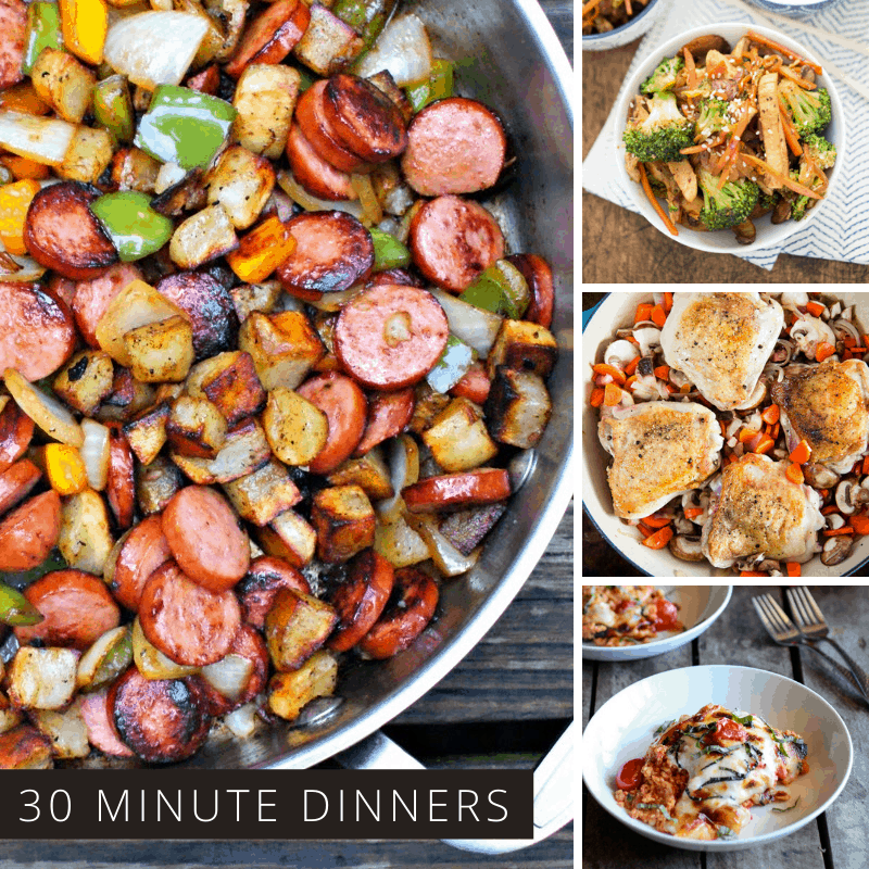 Yum! These easy midweek meals look delicious and I can't believe they all cook in 30 minutes or less!