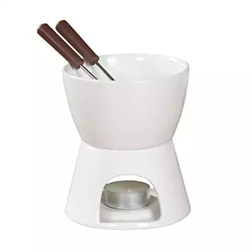 Pure White Porcelain Chocolate Fondue Set