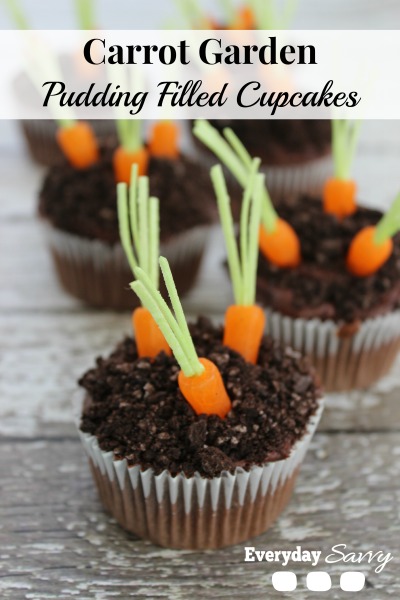 Pudding Filled Carrot Garden Cupcakes