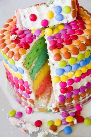 Rainbow Sponge Cake with Smarties