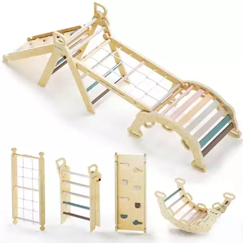 8 in 1 Pikler Triangle Climbing Set Montessori Climbing Set