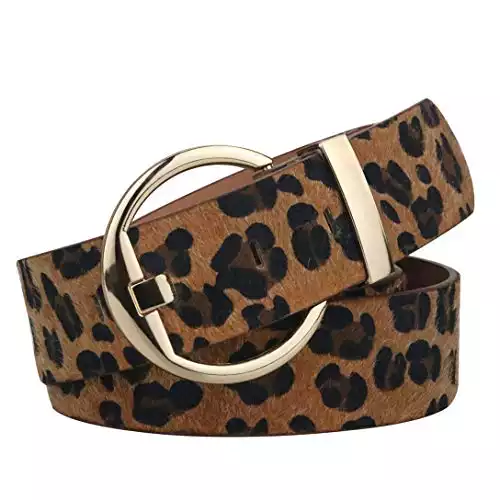 Leopard Print Leather Belts for Women