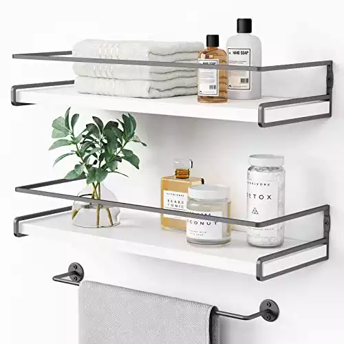 Modern White and Metal Floating Shelves