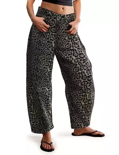 Boyfriend Baggy Leopard Print Jeans