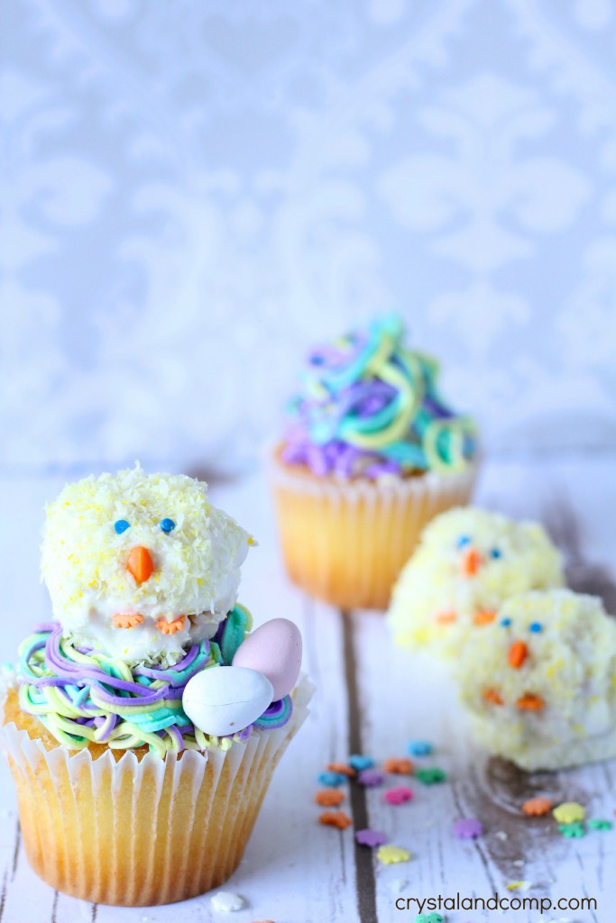 Easter Chick Krispie Treat Cupcakes