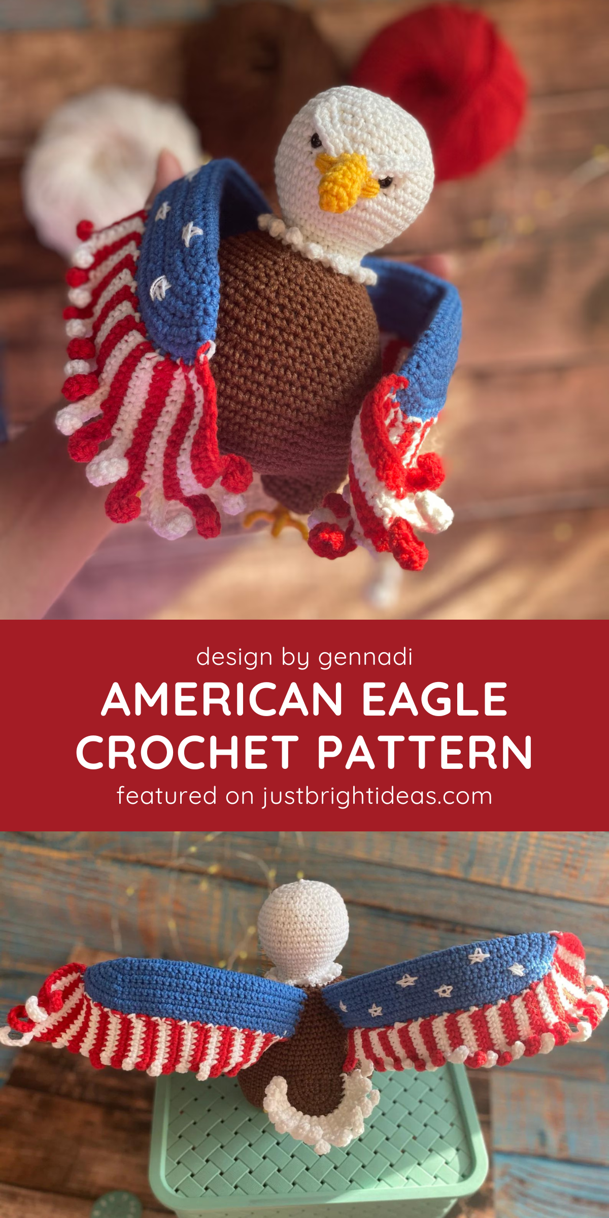 🦅🧵 "Show off your patriotic pride with this majestic American eagle crochet pattern! A striking piece that symbolizes strength and freedom." 🇺🇸💪
🖱️ Click the link to get the pattern! 🔗