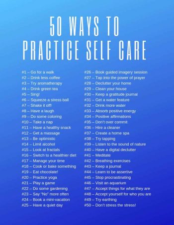 50 Ways to Practice Self Care + Free Printable Checklist