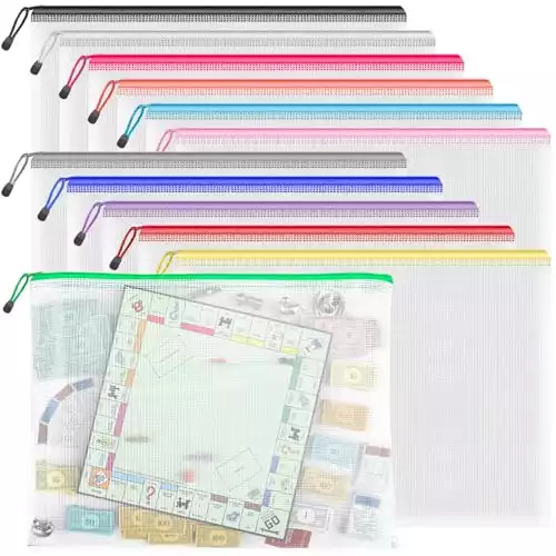 Zipper Pouch, 16.9x12.4 in (12 Colors, 12 Packs), Extra Large Zipper Bags, Waterproof Zipper Pouches for Office Supplies, Puzzles, Board Game Storage & Cross Stitch Projects