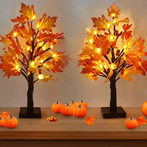 Fall Maple Tree with Light Up Acorns