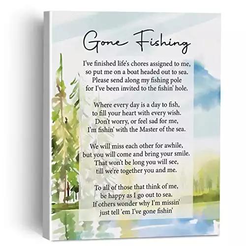 Gone Fishing Poem Canvas Painting Wall Art