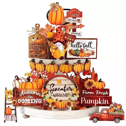 16 Pcs Fall Tiered Tray Decor Kit