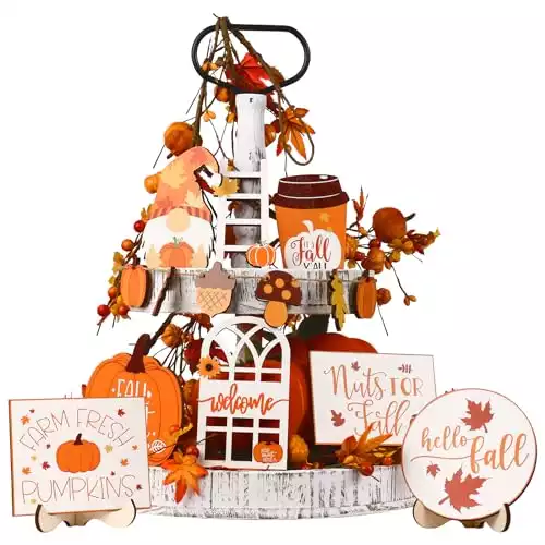 14PCS Fall Tiered Tray Decor