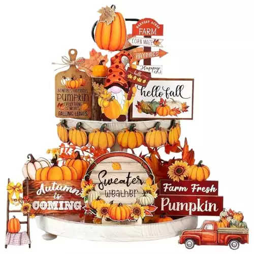 Fall Tiered Tray Decor Set