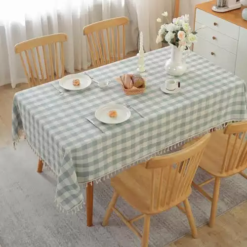 Blue and White Plaid Tablecloth