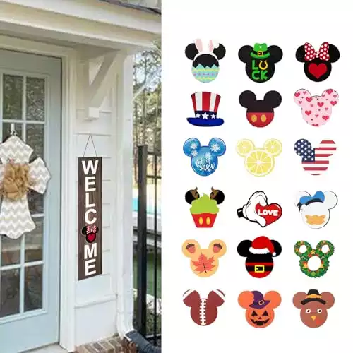 Cute Mouse Seasonal Interchangeable Vertical Home Sign for Front Porch