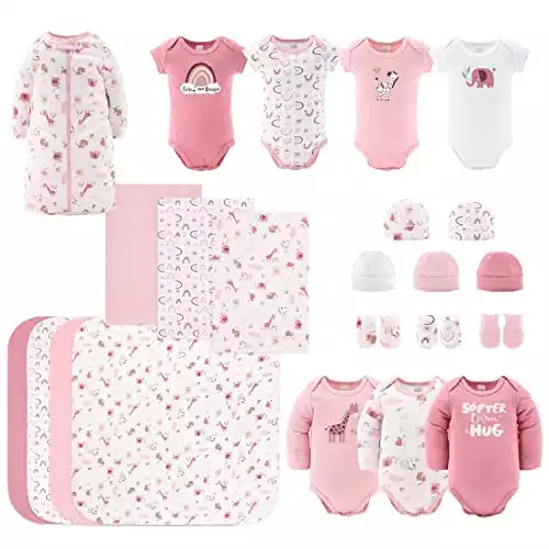 The Peanutshell Newborn Clothes Set for Girls, 23 Piece Baby Girl Layette Gift Set, Fits Newborn. 0-3 Months