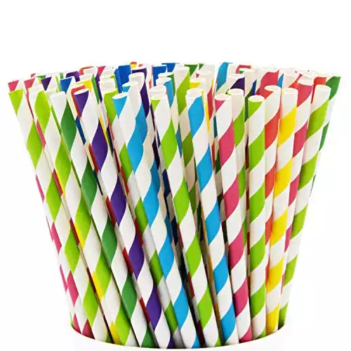 Striped Paper Drinking Straws