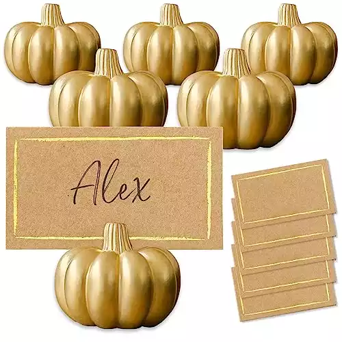 Fall Decor Mini Gold Pumpkin Place Card Holders