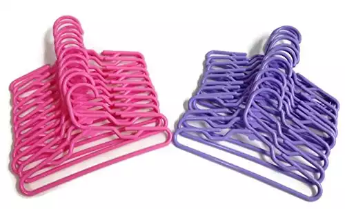 12 Pink and 12 Lavender Plastic Hangers for 18 inch Dolls Fits 18 Inch Doll Clothes