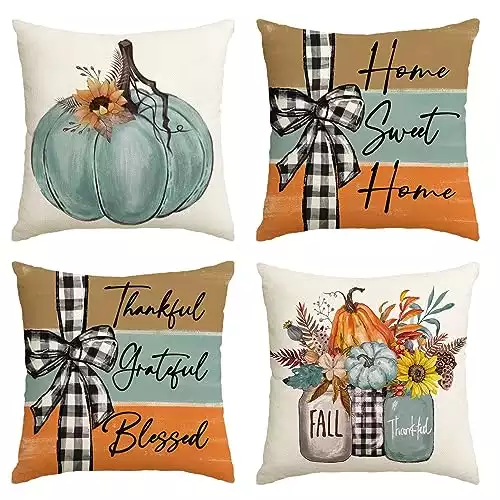 Fall Pumpkin Home Sweet Home Throw Pillow Covers