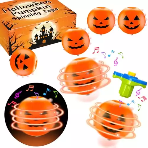 Light Up Pumpkin Spinning Tops