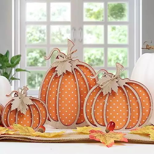 Fall Decor-Wooden Autumn Pumpkin Set