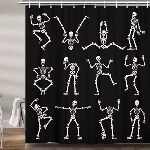 Funny Halloween Dancing Skeleton Shower Curtain