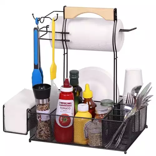 Grill Caddy with Paper Towel Holder for Tailgating